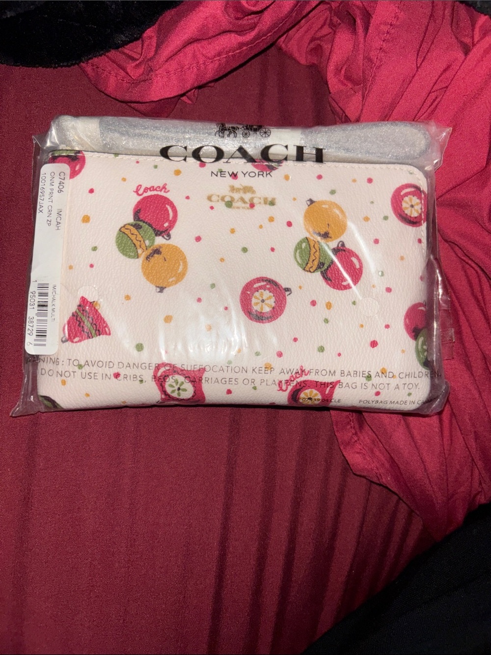 Coach Corner Zip Wristlet with Ornament Print (Style No. C7406)